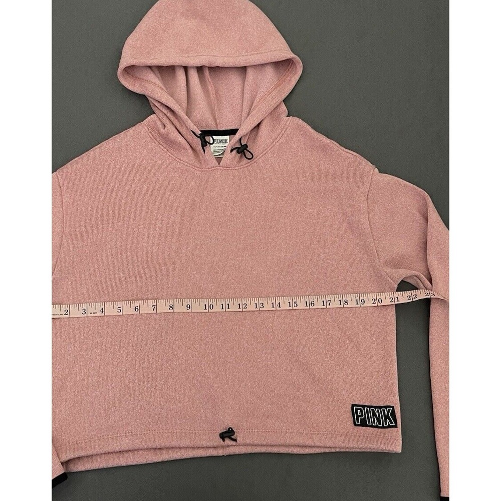 PINK Victoria's Secret Womens Sweatshirt Small Pink Cropped Hoodie Logo Pullover - Picture 6 of 8
